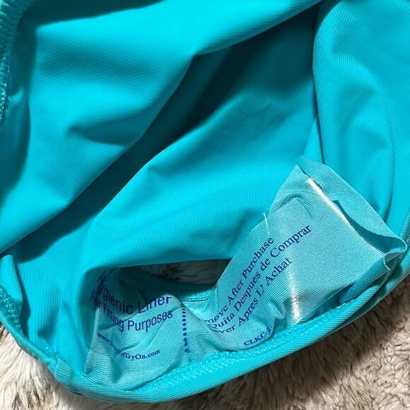 COCO REEF Contours Ruffled Strapless Tummy-Control One-Piece Swimsuit 36D, Aqua - Picture 8 of 9